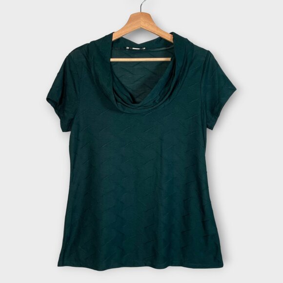 Coldwater Creek Cowl Neck Top MEDIUM Short Sleeve Green - Picture 1 of 7